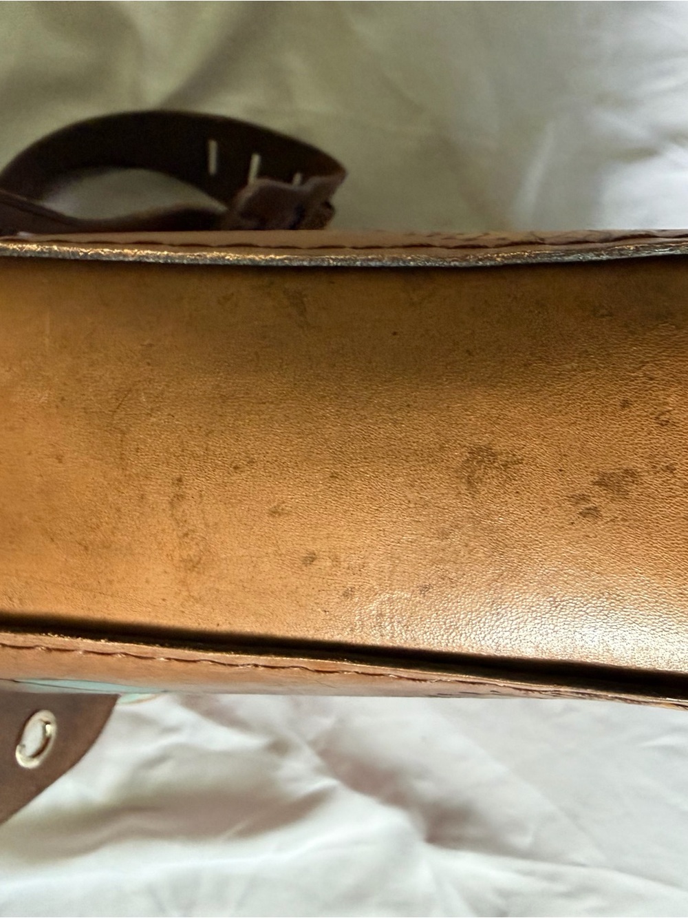 Moxie and Oliver Leather Crossbody Bag with Turquoise Bird & Sunflowers - Picture 10 of 16